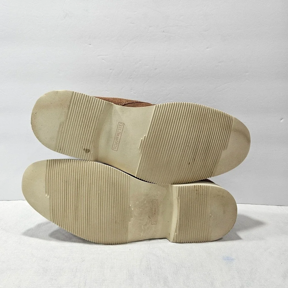GH Bass Co Brown Suede Chukka Boots Orange Laces Gingham Lining Desert Shoes‎
